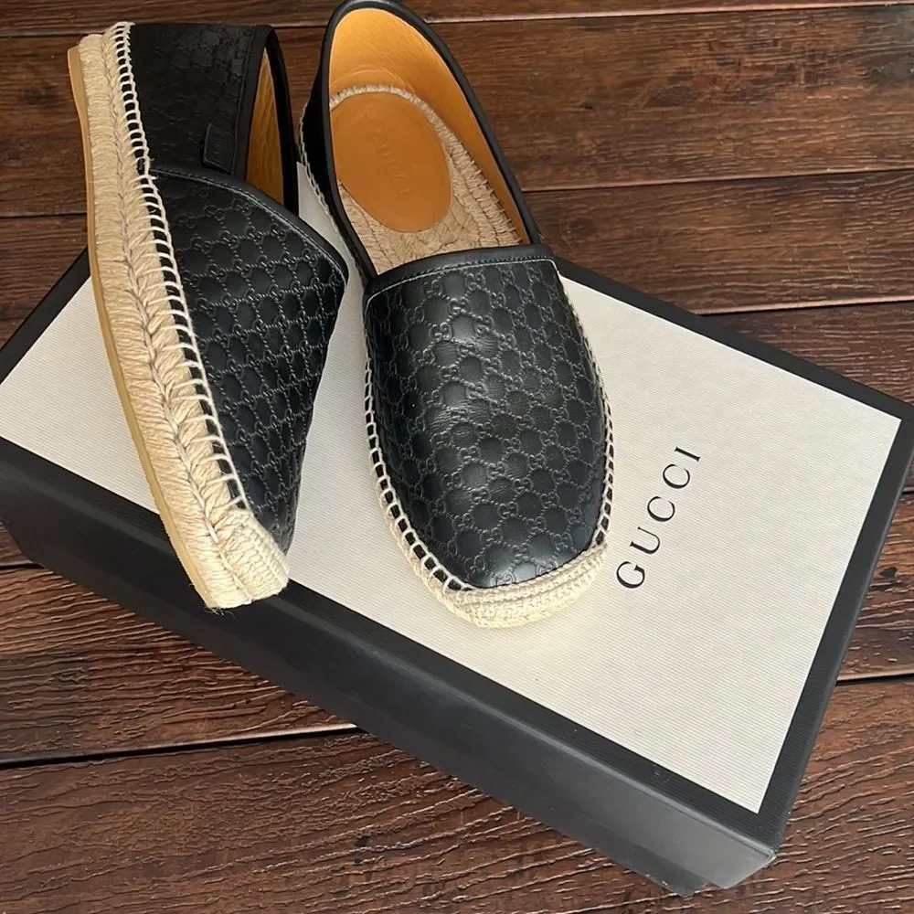 Gucci Black Leather Espadrilles